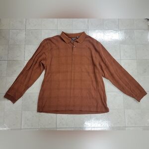Men's Burnt Orange Arrow Classic Fit Long Sleeve Knit Polo Size XXL